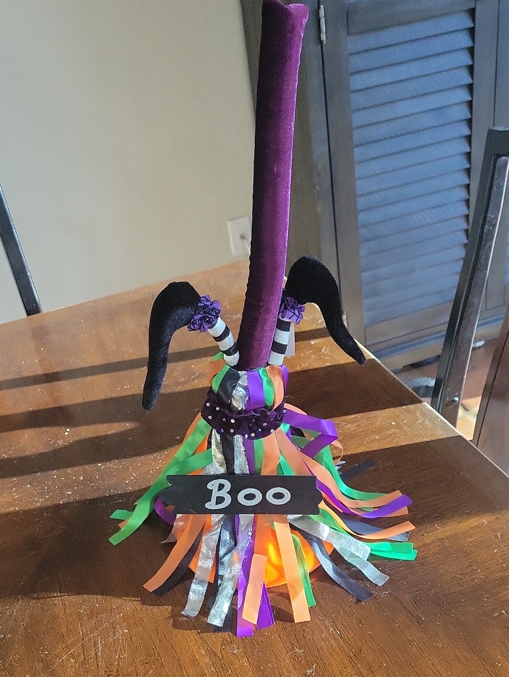Halloween Witch Legs with Purple, Orange and Green Ribbons